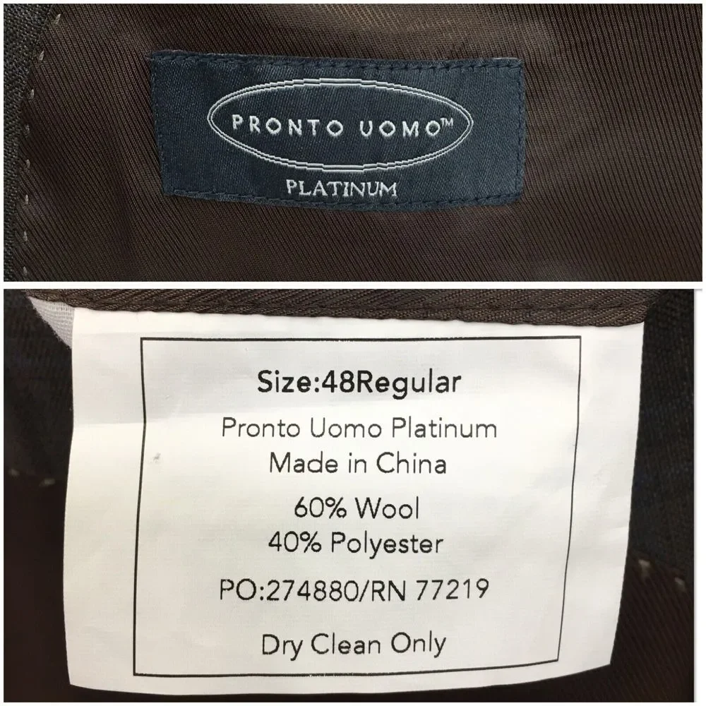 PRONTO UOMO Mens Blazer Sport Coat Casual Jacket Size 48R Two‎ Button Wool Suit